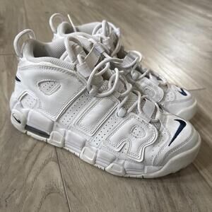 Nike Air More Uptempo Shoes Youth Size 7Y White Navy Basketball DH9719-100